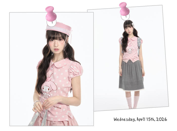 Kyouko and Sanrio Collaborated My Melody Polka Dot Top and Skirt