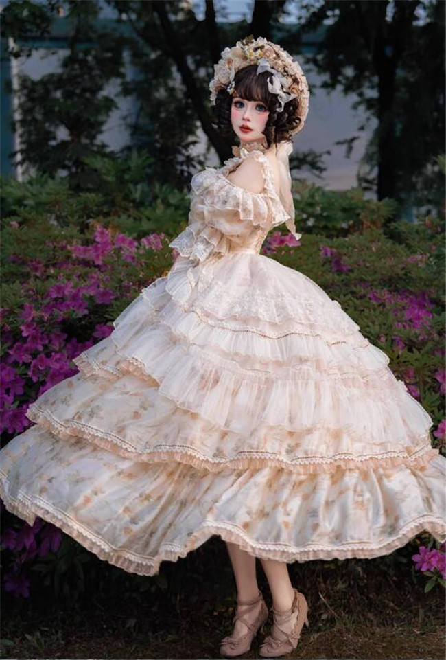 Cat Fairy Blue and Purple Roses Lolita Dress and Accessories