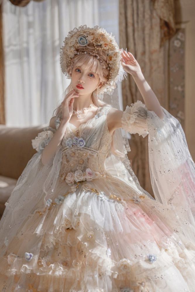 Cat Fairy Flower Goddess Elegant Luxury Lolita JSK