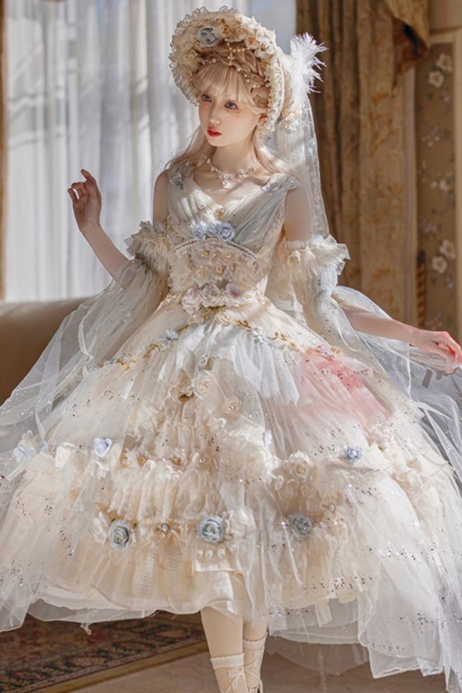 Cat Fairy Flower Goddess Elegant Luxury Lolita JSK