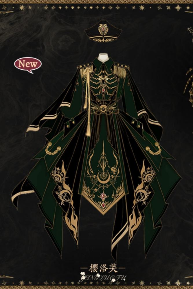 Yingluofu ~Holy Skeleton~ Military Style Lolita OP 4 Colors 2.0