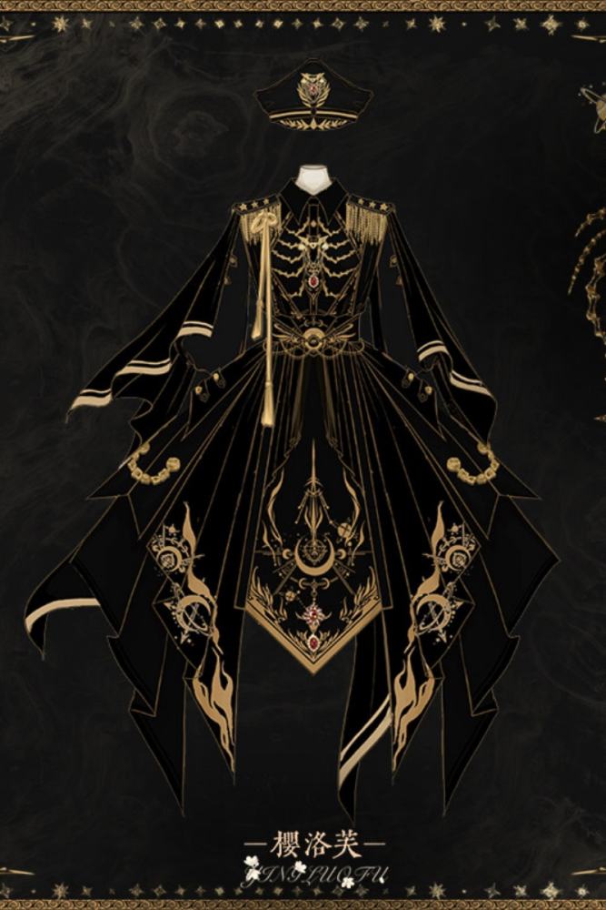 Yingluofu ~Holy Skeleton~ Military Style Lolita OP 4 Colors 2.0