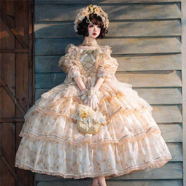 Cat Fairy Blue and Purple Roses Lolita Dress and Accessories