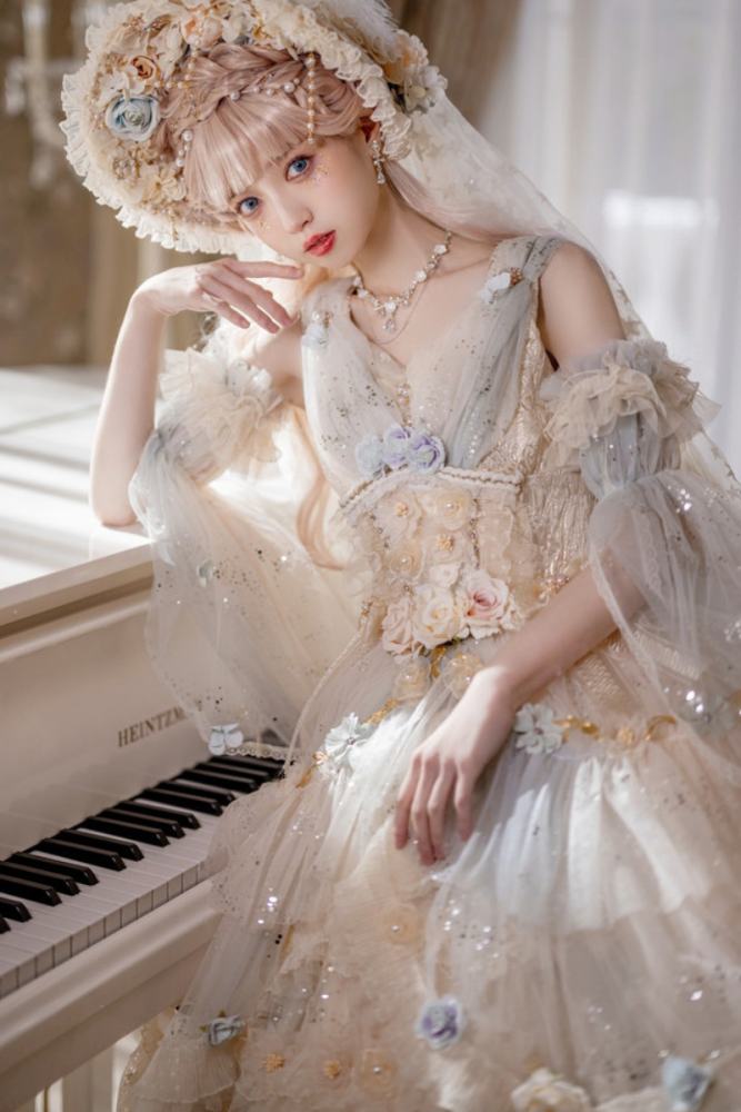 Cat Fairy Flower Goddess Elegant Luxury Lolita JSK