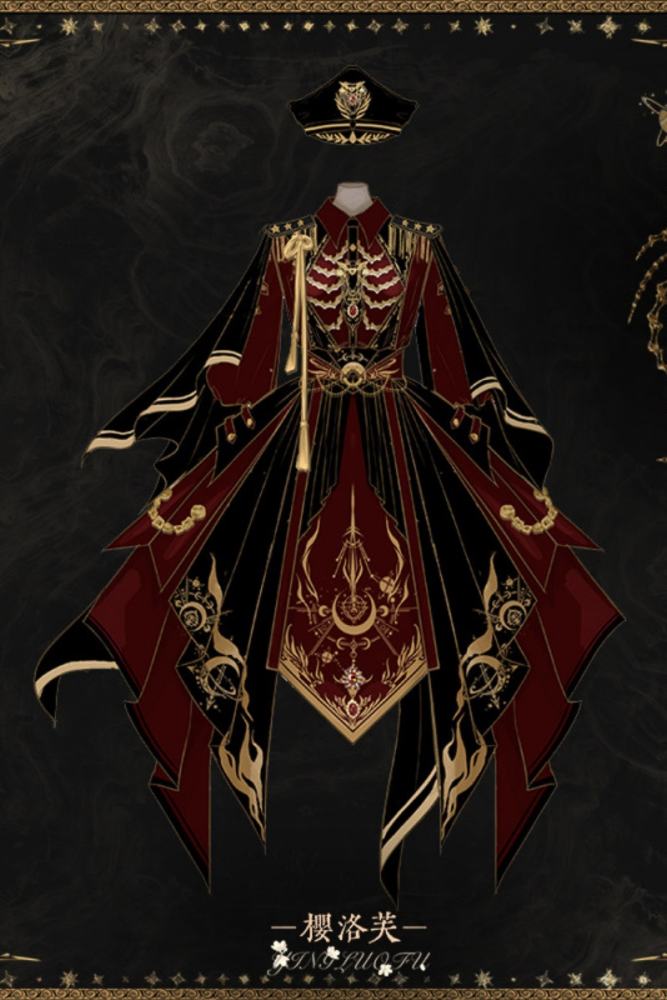 Yingluofu ~Holy Skeleton~ Military Style Lolita OP 4 Colors 2.0