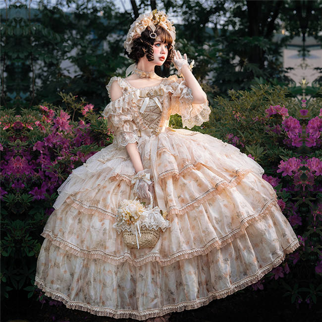 Cat Fairy Blue and Purple Roses Lolita Dress and Accessories