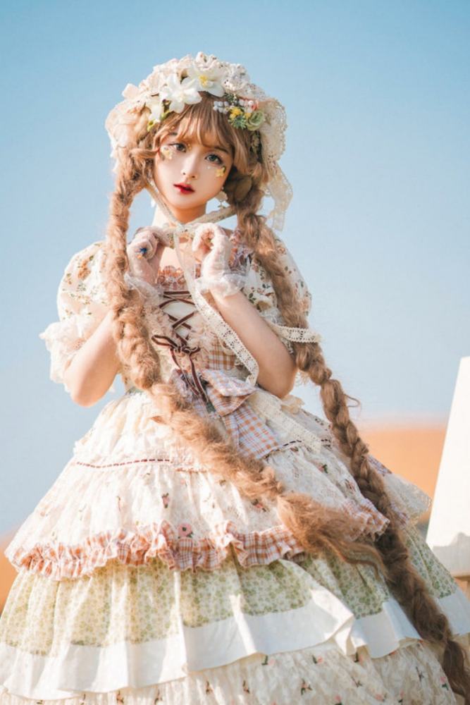 Cat Fairy Tea Picker Country Lolita Dress + Headdress