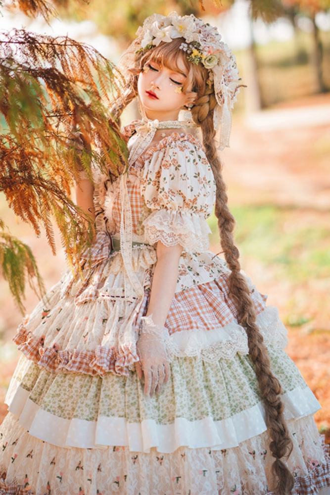 Cat Fairy Tea Picker Country Lolita Dress + Headdress
