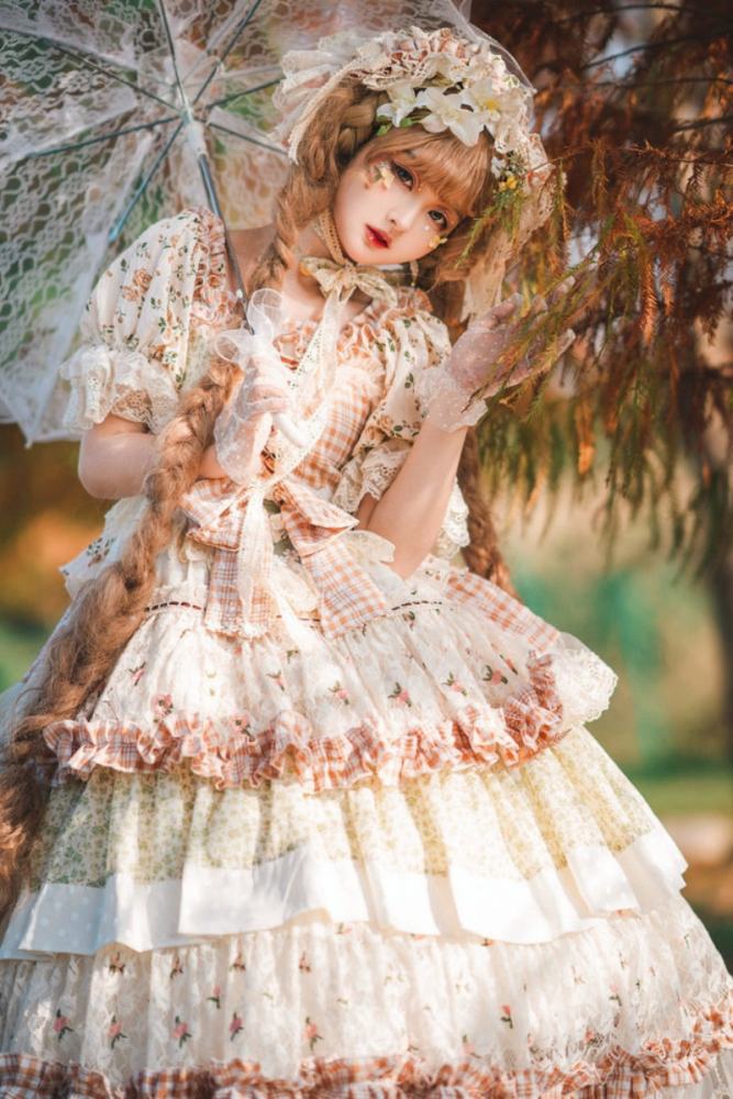 Cat Fairy Tea Picker Country Lolita Dress + Headdress