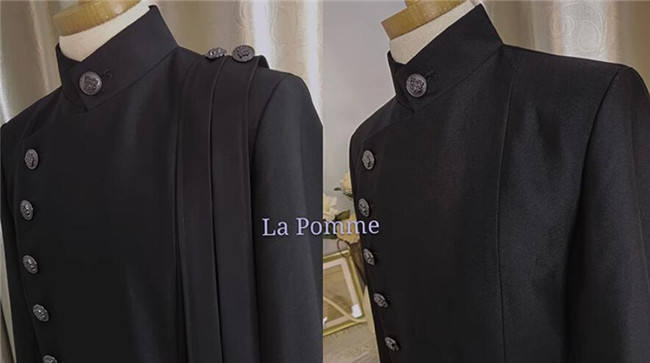 La Pomme Abstinence Series Single Breasted Ouji Coat Black Knee Length -Suit Faric Size M In Stock