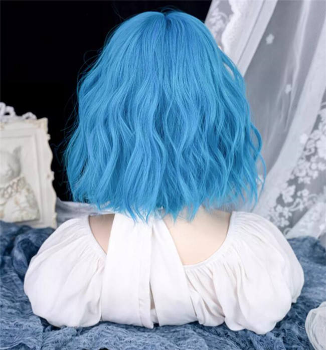 Alice Garden Summer Beach Blue Short Curls Lolita Wigs