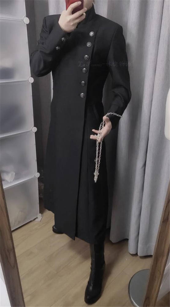 La Pomme Abstinence Series Single Breasted Ouji Coat Black Knee Length -Suit Faric Size M In Stock