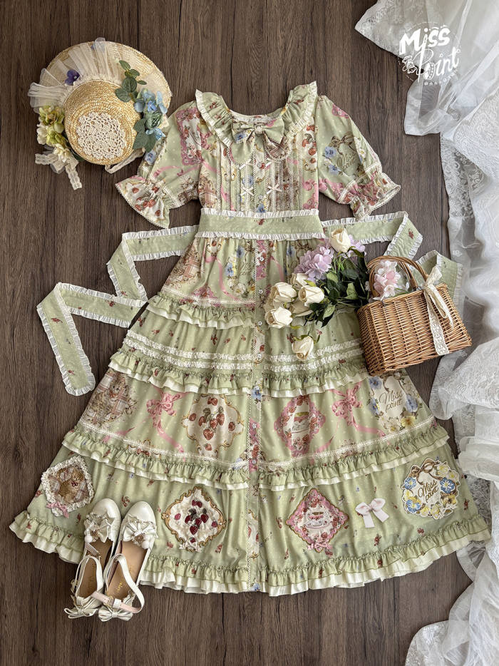 Miss Point Kitty and Rose Green Lolita Dress and Skirt