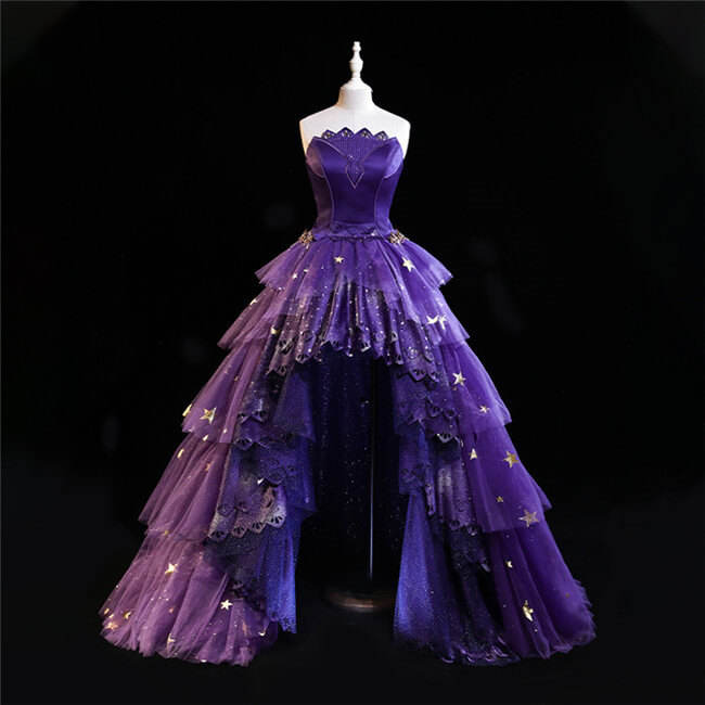 Nikki Love Elegant Purple Star Sea Top and Skirt