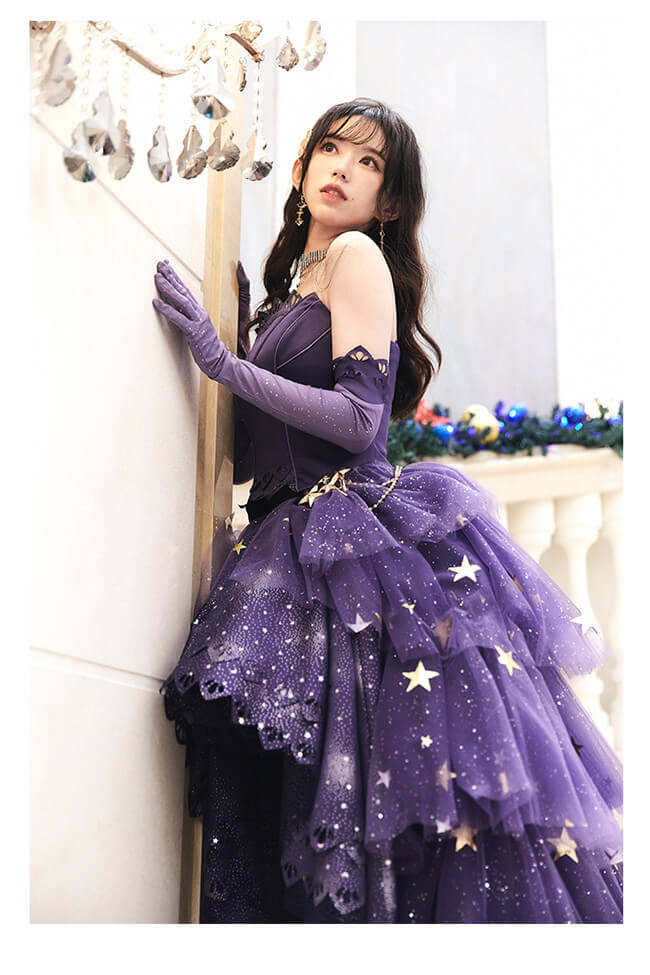 Nikki Love Elegant Purple Star Sea Top and Skirt