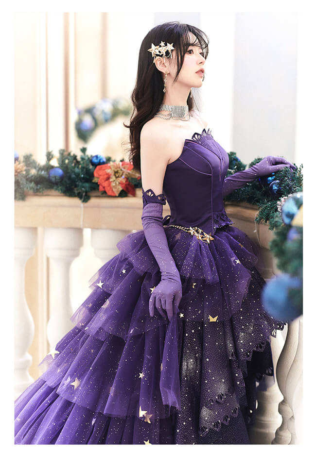 Nikki Love Elegant Purple Star Sea Top and Skirt