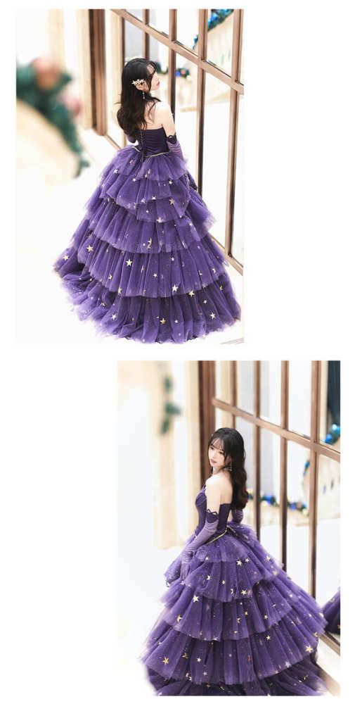 Nikki Love Elegant Purple Star Sea Top and Skirt