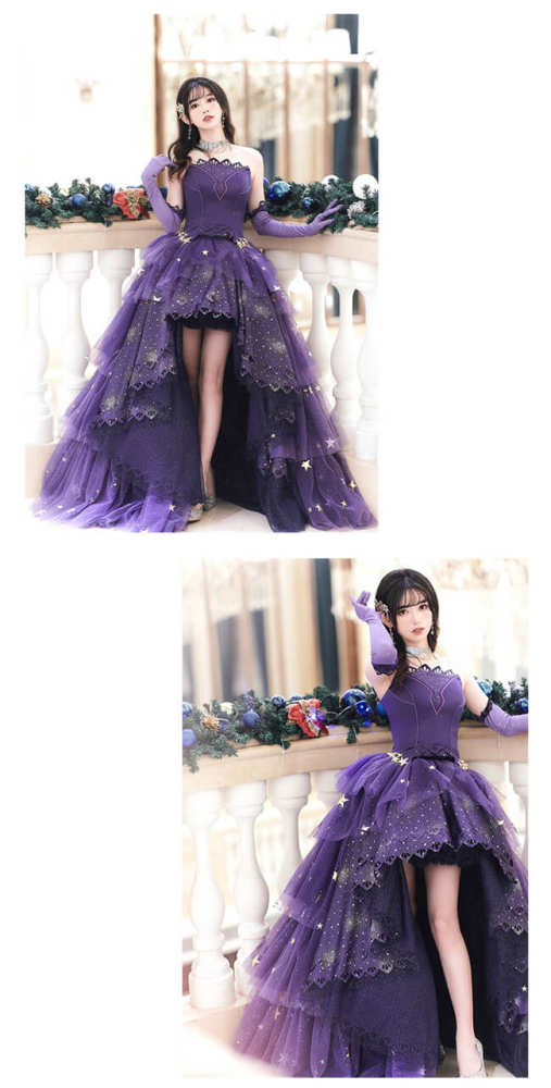 Nikki Love Elegant Purple Star Sea Top and Skirt