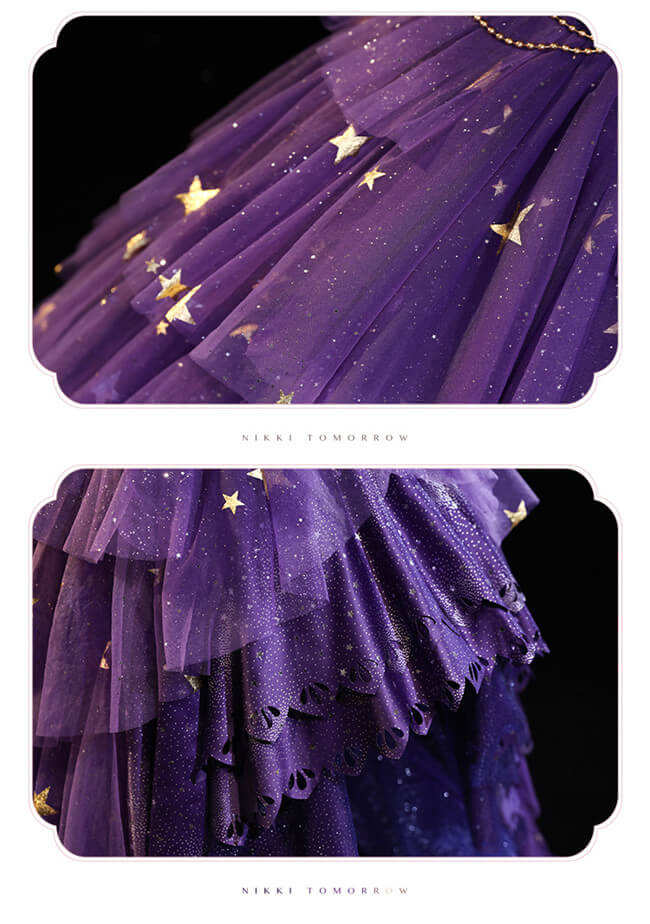 Nikki Love Elegant Purple Star Sea Top and Skirt