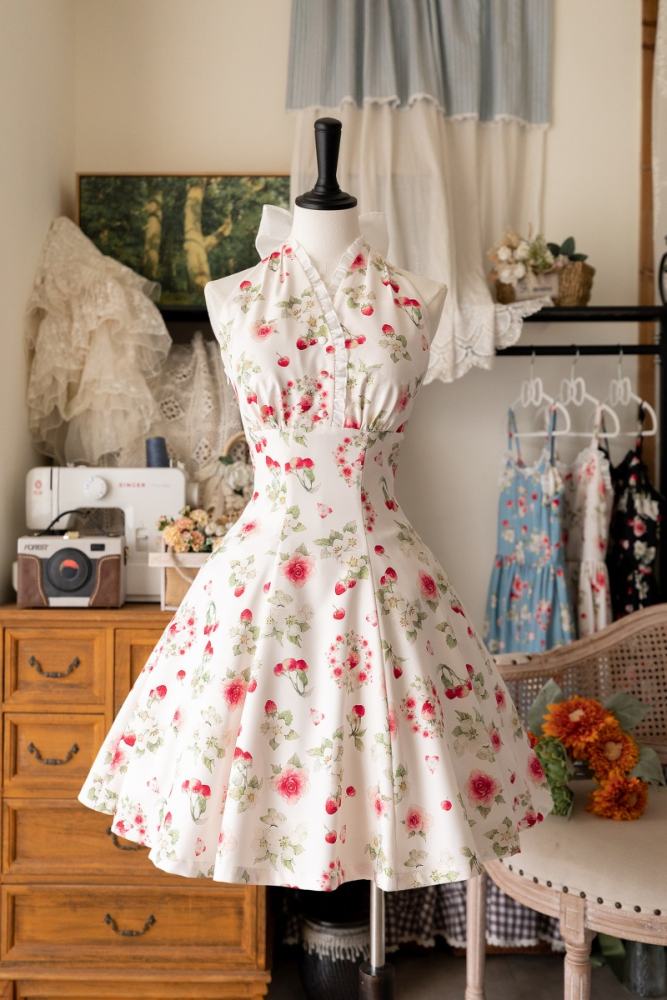 Forest Wardrobe Fruit and Flower Halter-neck Lolita Dress