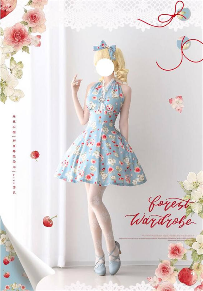 Forest Wardrobe Fruit and Flower Halter-neck Lolita Dress