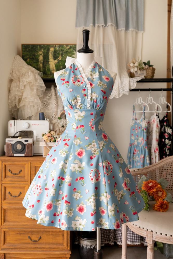Forest Wardrobe Fruit and Flower Halter-neck Lolita Dress