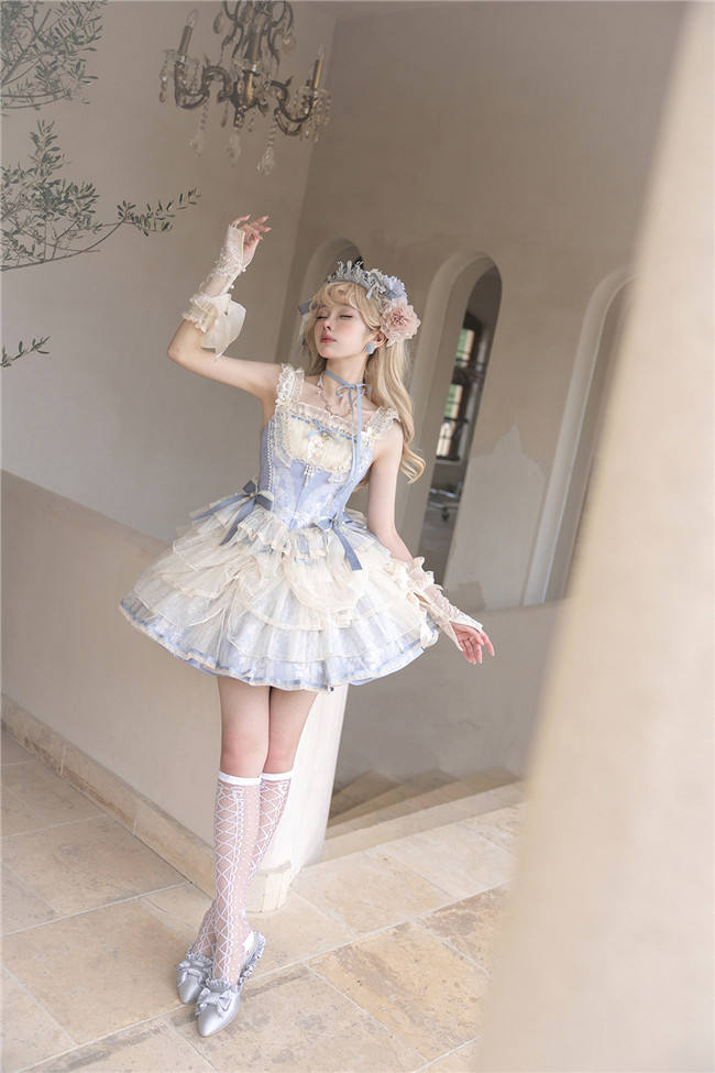 Nine Ode Mist Moon Light Ballet Lolita Skirt, Top and Accessories