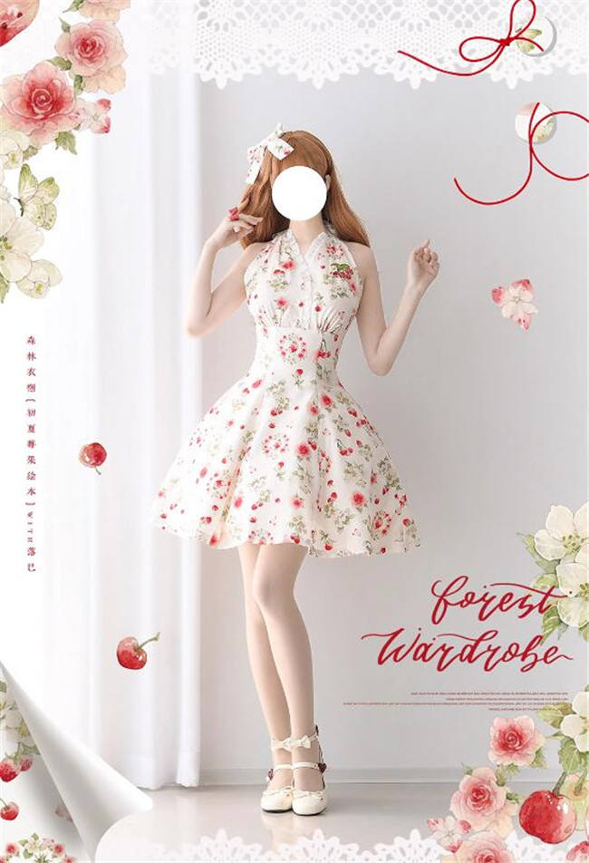 Forest Wardrobe Fruit and Flower Halter-neck Lolita Dress