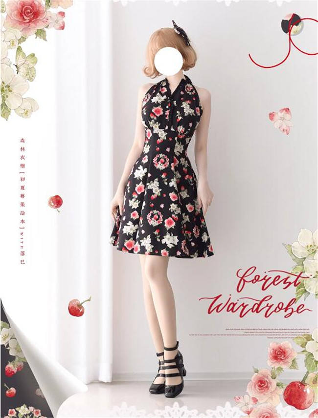 Forest Wardrobe Fruit and Flower Halter-neck Lolita Dress