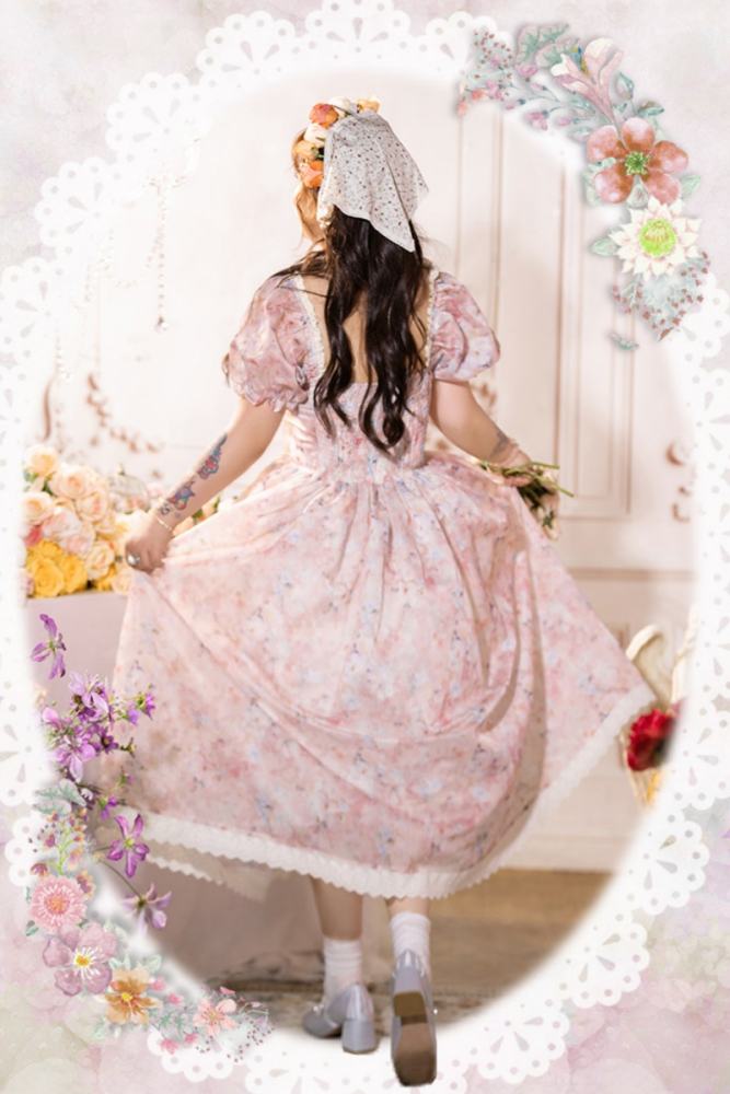 Hard Candy French Retro Printed Plus Size Long Dress