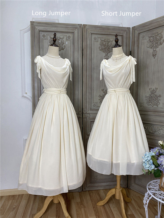 Miss Point Greek Inspired Heap Collar Solid Color Dress