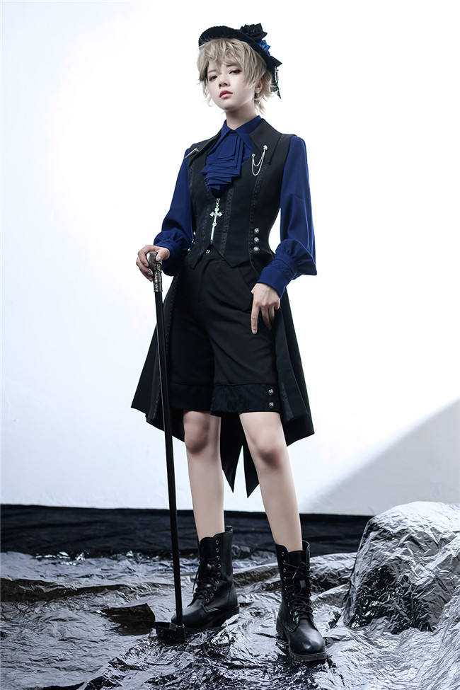 Princess Chronicles Black and Blue Ouji Fashion Blouse, Vest and Pants