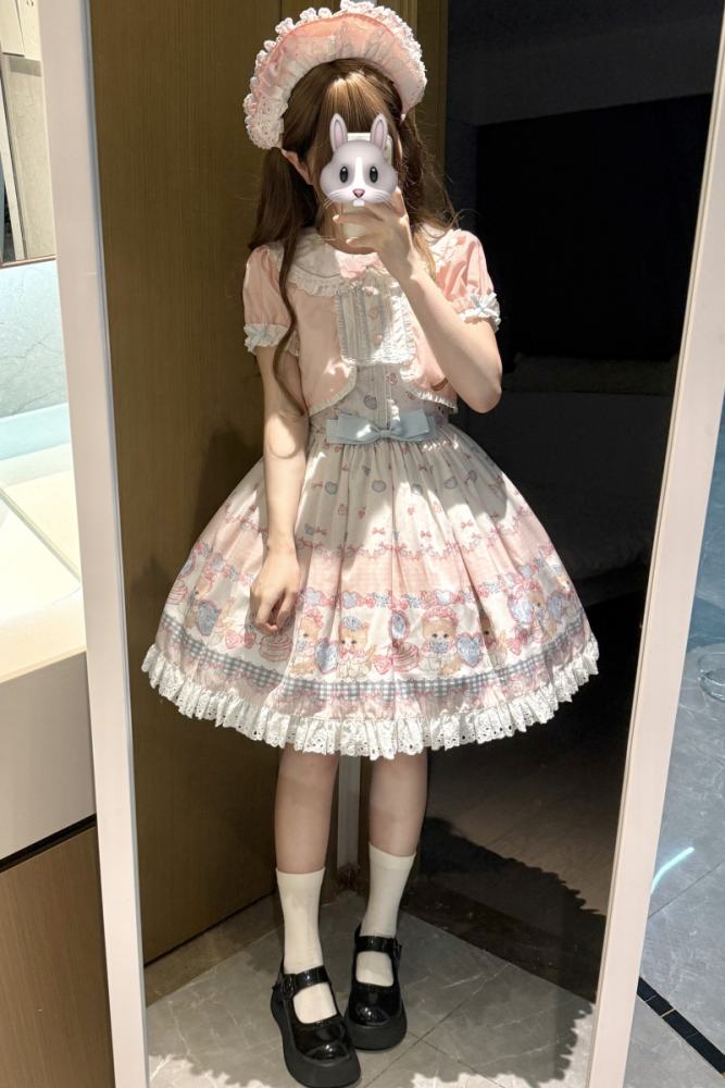 Not Cute ~Dessert Kitten~ Prints Lolita OP JSK and Headdress