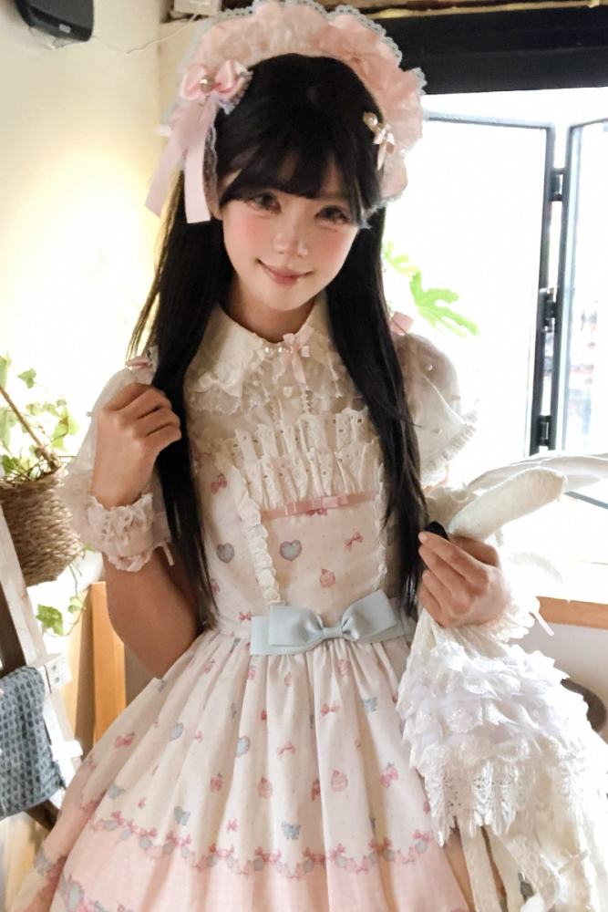 Not Cute ~Dessert Kitten~ Prints Lolita OP JSK and Headdress