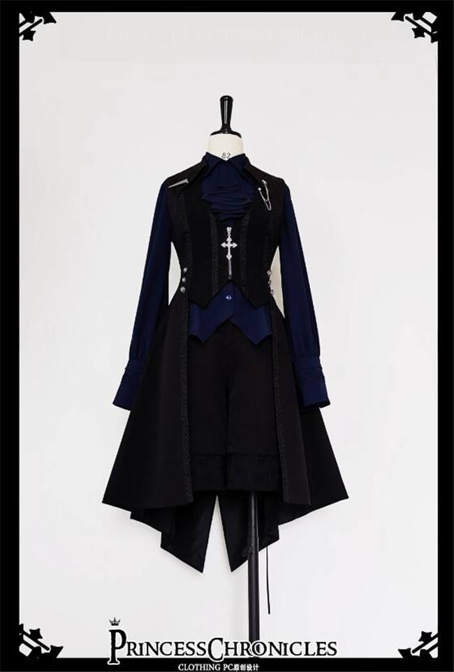 Princess Chronicles Black and Blue Ouji Fashion Blouse, Vest and Pants