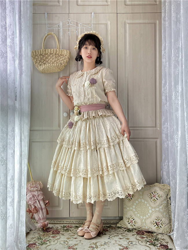 Miss Point Waltz in the Forest Tiered Embroidery Lolita Skirt