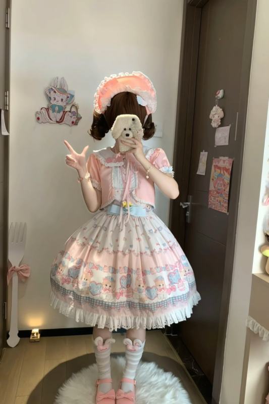 Not Cute ~Dessert Kitten~ Prints Lolita OP JSK and Headdress