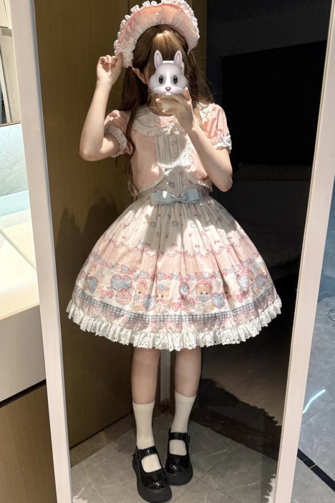 Not Cute ~Dessert Kitten~ Prints Lolita OP JSK and Headdress