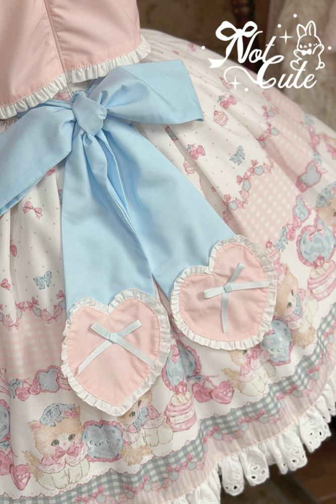 Not Cute ~Dessert Kitten~ Prints Lolita OP JSK and Headdress