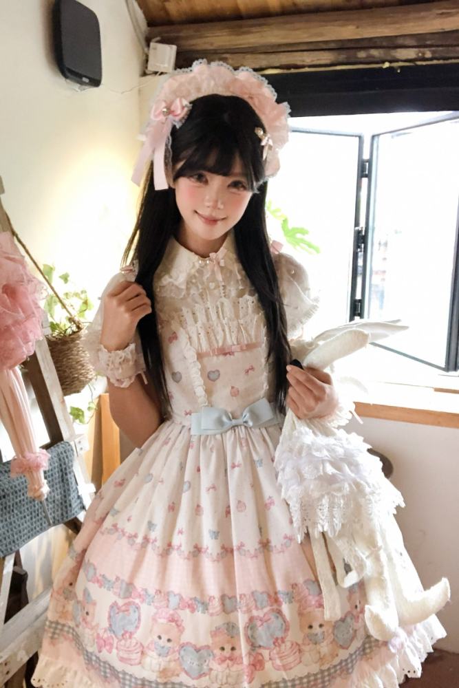 Not Cute ~Dessert Kitten~ Prints Lolita OP JSK and Headdress