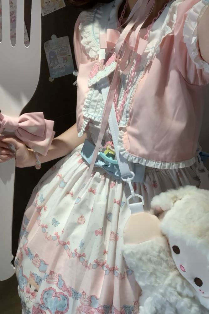 Not Cute ~Dessert Kitten~ Prints Lolita OP JSK and Headdress