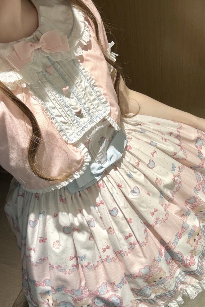 Not Cute ~Dessert Kitten~ Prints Lolita OP JSK and Headdress