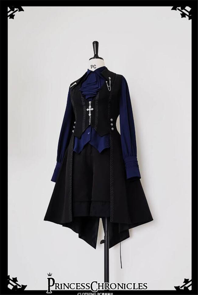Princess Chronicles Black and Blue Ouji Fashion Blouse, Vest and Pants