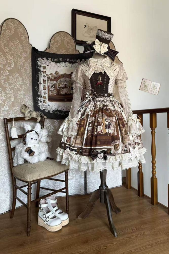 Little Bear Workshop Retro Lolita Headdress Stockings and Bag