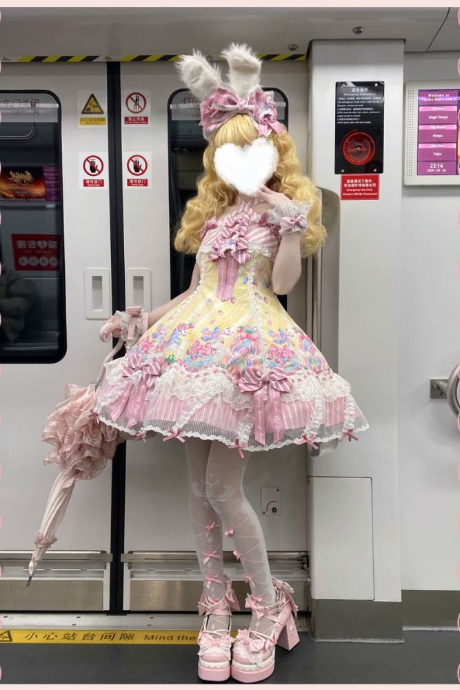 Alice Girl ~Strawberry Macaron~ Sweet Prints Lolita JSK OP and Salopette 4 Colors