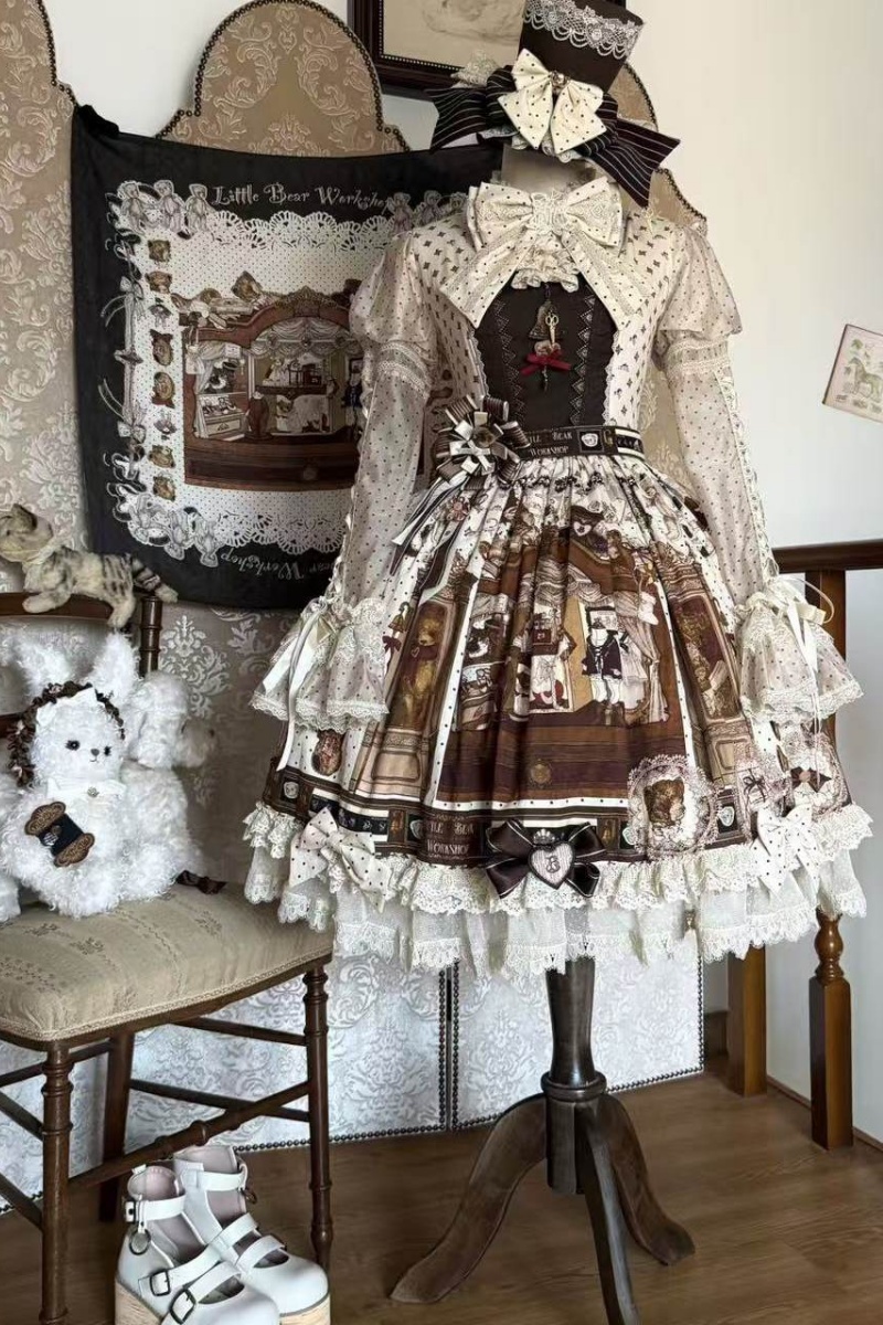 Little Bear Workshop Retro Lolita OP JSK and Corset