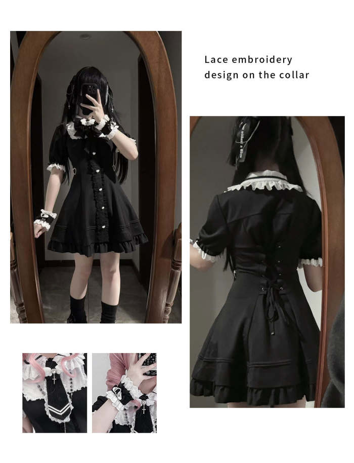 Yoshiki ~Angel Creed~ Lacework Patchwork Plus Size Jirai Kei Dress