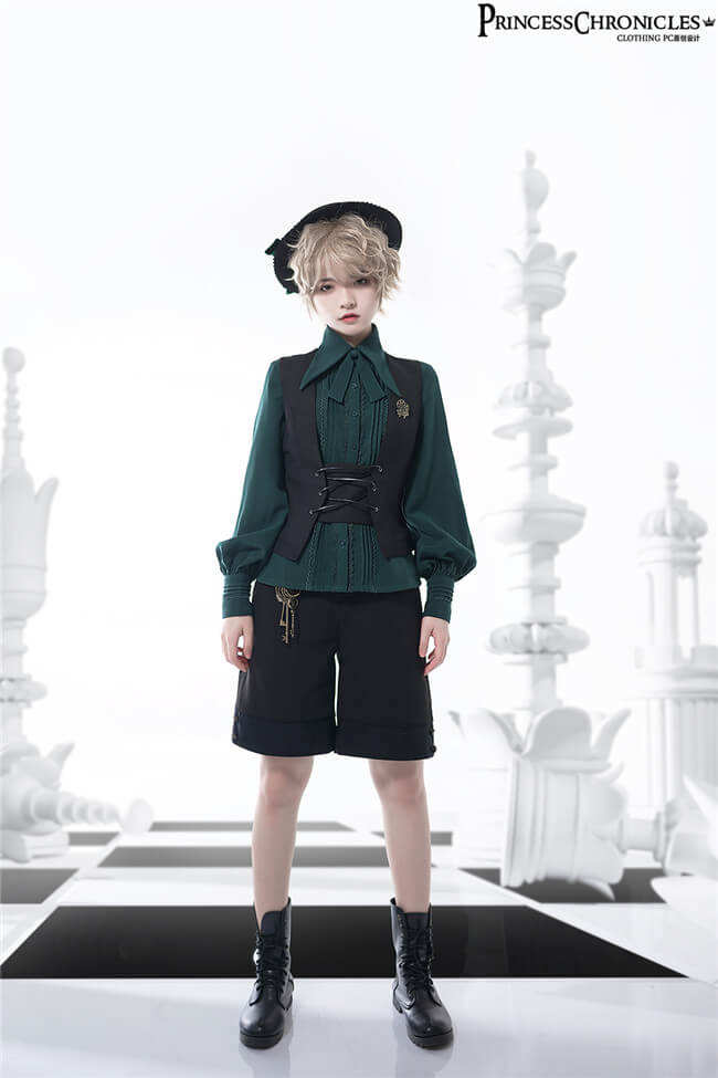 Princess Chronicles Ouji Fashion Blouse Black White Red Green Size M - In Stock