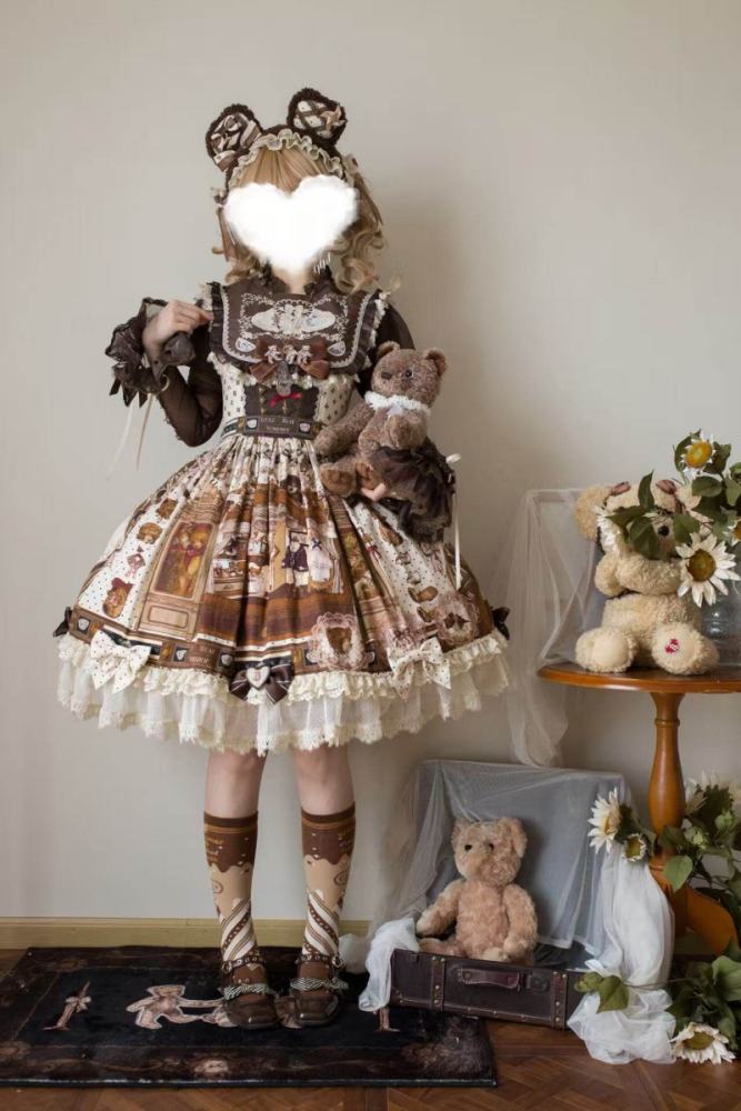 Little Bear Workshop Retro Lolita OP JSK and Corset