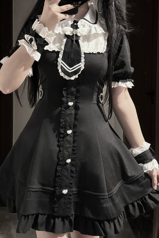 Yoshiki ~Angel Creed~ Lacework Patchwork Plus Size Jirai Kei Dress